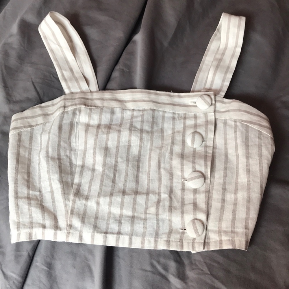 Forever21 linen striped crop top